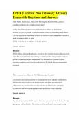 CPFA &lpar;Certified Plan Fiduciary Advisor&rpar; Exam with Questions and Answers