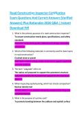 Road Construction Inspector Certification &NewLine;Exam Questions And Correct Answers &lpar;Verified &NewLine;Answers&rpar; Plus Rationales 2026 Q&A &vert; Instant &NewLine;Download 