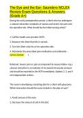 The Eye and the Ear Saunders NCLEX Review Exam Questions & Answers &lpar;Grade A&plus;&rpar;&period;docx&NewLine;&NewLine;