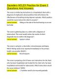 Saunders NCLEX Practice for Exam 3 Questions And Answers&period;docx&NewLine;&NewLine;
