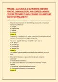 PRN1500 &ndash; MATERNAL & CHILD NURSING MIDTERM &NewLine;PRACTICE EXAM QUESTIONS AND CORRECT ANSWERS &NewLine;&lpar;VERIFIED ANSWERS&rpar; PLUS RATIONALES 2026-2027 Q&A &NewLine;INSTANT DOWNLOAD