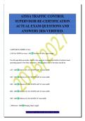 ATSSA TRAFFIC CONTROL&NewLine;SUPERVISOR RE-CERTIFICATION&NewLine;ACTUAL EXAM QUESTIONS AND&NewLine;ANSWERS 2026 VERIFIED&period;