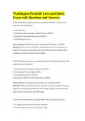 Washington Pesticide Laws and Safety Exam with Questions and Answers