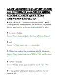 ARMY AEROMEDICAL STUDY GUIDE&NewLine;150 QUESTIONS 2026 STUDY GUIDE&NewLine;COMPREHENSIVE QUESTIONS&NewLine;ANSWERS VERIFIED A&plus;