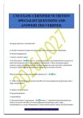 CNS EXAM&colon; CERTIFIED NUTRITION&NewLine;SPECIALIST QUESTIONS AND&NewLine;ANSWERS 2026 VERIFIED&period;