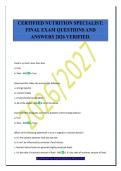 CERTIFIED NUTRITION SPECIALIST&colon;&NewLine;FINAL EXAM QUESTIONS AND&NewLine;ANSWERS 2026 VERIFIED&period;