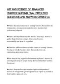 ART AND SCIENCE OF ADVANCED&NewLine;PRACTICE NURSING FINAL PAPER 2026&NewLine;QUESTIONS AND ANSWERS GRADED A&plus;
