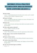 ARTHREX FINAL PRACTICE&NewLine;EXAMINATION 2026 QUESTIONS&NewLine;WITH ANSWERS GRADED A&plus;&NewLine;