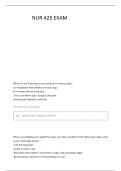 NURS 425 EXAM 1 REVIEW NEWEST QUESTIONS WITH CORRECT DETAILED VERIFIED ANSWERS