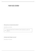NUR 425 EXAM 3 NEWEST QUESTIONS WITH CORRECT DETAILED VERIFIED ANSWERS