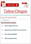 Tattoo Oregon Final Test with Questions and Verified Correct Answers 2026&sol;2027 &ndash; Complete Exam Preparation Material