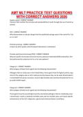 AMT MLT PRACTICE TEST QUESTIONS WITH CORRECT ANSWERS 2026