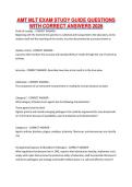 AMT MLT EXAM STUDY GUIDE QUESTIONS WITH CORRECT ANSWERS 2026