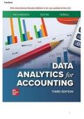 TEST BANK FOR ISE Data Analytics for Accounting 3rd Edition by Vernon Richardson Professor&comma; Katie L&period; Terrell &comma; Ryan A&period; Teeter&period;ISBN&colon;978-1265094454 COMPLETE GUIDE ALL CHAPTERS COVERED 100&percnt; VERIFIED A&plus; GRADE ASSURED&excl;&excl;&excl;&excl;&excl; NEW LSTEST UPDATE&excl;&excl;&excl;&excl;&excl;