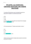 PTI LEVEL 1 & 2 EXAM 2026-&NewLine;CERTIFIED QUESTIONS AND VERIFID&NewLine;SOLUTIONS