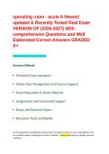 operating room - acute A Newest updated & Recently Tested Real Exam VERSION OF -2026-2027- With comprehensive Questions and Well Elaborated Correct Answers GRADED A&plus;&period;