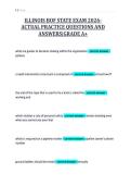 ILLINOIS BOF STATE EXAM 2026-&NewLine;ACTUAL PRACTICE QUESTIONS AND&NewLine;ANSWERS&vert;GRADE A&plus;&NewLine;