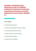 MATERIAL PHARMACOLOGY PRINCIPLES NUR 210 VERIFIED VERSION OF -2026-2027- EXAM With comprehensive Questions and Well Elaborated Correct Answers GRADED A&plus;&period;