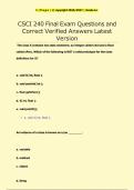 CSCI 240 Final Exam Questions and &NewLine;Correct Verified Answers Latest &NewLine;Version