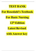 Test Bank for Rosdahl's Basic Nursing 12th Edition &lpar;Latest Revised&rpar;