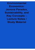 Environmental Economics Jevons Paradox Sustainability and Key Concepts Lecture Notes 2025&sol; 2026 Resource Efficiency Energy Economics Exam Prep