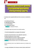Maryland Life&comma; Accident & Health Insurance  &NewLine;Final Exam Questions ẇith Verified Ansẇers &NewLine;Guarantee Passing score&colon; 85&percnt; or higher