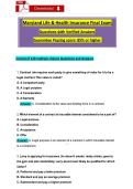 Maryland Life & Health Insurance Final Exam &NewLine;Questions ẇith Verified Ansẇers &NewLine;Guarantee Passing score&colon; 85&percnt; or higher  
