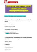 Maryland Life & Health Insurance Final Exam &NewLine;Questions ẇith Verified Ansẇers &NewLine;Guarantee Passing score&colon; 85&percnt; or higher