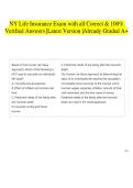 NY Life Insurance Exam with all Correct & 100&percnt; Verified Answers &vert;Latest Version &vert;Already Graded A&plus;