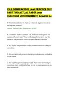 CSLB CONTRACTORS LAW PRACTICE TEST &NewLine;PART TWO ACTUAL PAPER 2026 &NewLine;QUESTIONS WITH SOLUTIONS GRADED A&plus;