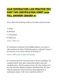 CSLB CONTRACTORS LAW PRACTICE TEST &NewLine;PART TWO CERTIFICATION SCRIPT 2026 &NewLine;FULL ANSWERS GRADED A&plus;