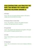 CSLB CONTRACTORS LAW PRACTICE TEST &NewLine;PART TWO REVIEW TEST PAPER 2026 &NewLine;PRACTICE SOLUTIONS GRADED A&plus; 