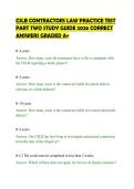 CSLB CONTRACTORS LAW PRACTICE TEST &NewLine;PART TWO STUDY GUIDE 2026 CORRECT &NewLine;ANSWERS GRADED A&plus; 