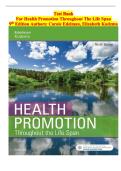 Health Promotion Throughout the Life Span 9th Edition Test Bank &ndash; Edelman & Kudzma &lpar;Verified Answers&rpar;&NewLine;&NewLine;