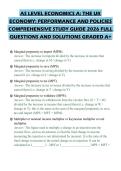 AS LEVEL ECONOMICS A&colon; THE UK&NewLine;ECONOMY&colon; PERFORMANCE AND POLICIES&NewLine;COMPREHENSIVE STUDY GUIDE 2026 FULL&NewLine;QUESTIONS AND SOLUTIONS GRADED A&plus;