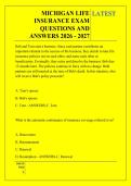 MICHIGAN LIFE &NewLine;INSURANCE EXAM &NewLine;QUESTIONS AND &NewLine;ANSWERS 2026 - 2027