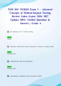 NUR 265&sol; NUR265 Exam 3 &ndash; Advanced Concepts of Medical-Surgical Nursing Review&vert; Galen &lpar;Latest 2026&sol; 2027 Update&rpar; 100&percnt; Verified Questions & Answers &vert; Grade A