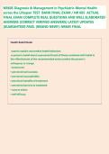 NR605 Diagnosis & Management in Psychiatric-Mental Health &NewLine;across the Lifespan TEST  BANK FINAL EXAM &sol; NR 605  ACTUAL &NewLine;FINAL EXAM COMPLETE REAL QUESTIONS AND WELL ELABORATED &NewLine;ANSWERS &lpar;CORRECT VERIFIED ANSWERS&rpar; LATEST UPDATES &NewLine;&vert;GUARANTEED PASS&period; &lpar;BRAND 