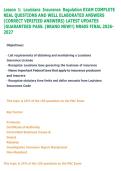 Lesson 1&colon; Louisiana Insurance Regulation EXAM COMPLETE &NewLine;REAL QUESTIONS AND WELL ELABORATED ANSWERS &NewLine;&lpar;CORRECT VERIFIED ANSWERS&rpar; LATEST UPDATES &NewLine;&vert;GUARANTEED PASS&period; &lpar;BRAND NEW&excl;&excl;&rpar; NR605 FINAL 2026&NewLine;2027