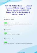 NUR 265&sol; NUR265 Exam 4 &ndash; Advanced Concepts of Medical-Surgical Nursing Review&vert; Galen &lpar;Latest 2026&sol; 2027 Update&rpar; 100&percnt; Verified Questions & Answers &vert; Grade A