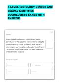 A Level Sociology Gender and Sexual Identities Sociologists