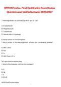 BMTCN Test A &ndash; Final Certification Exam Review Questions and Verified Answers 2026&sol;2027 &vert; Blood and Marrow Transplant Nursing Certification &vert; Complete Exam Review Material