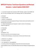 BMTCN Practice Test Exam Questions and Revised Answers &ndash; Latest Update 2026&sol;2027 &vert; Blood and Marrow Transplant Nursing Certification &vert; Complete Practice Exam Material