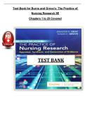Test Bank for Burns and Grove's&colon; The Practice of Nursing Research 9th Edition  &vert;&vert; All Chapters 1 to 29 Covered