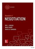 TEST BANK - ESSENTIALS OF NEGOTIATION &vert;&vert; SIXTH EDITION BY ROY J&period; LEWICKI&comma; BRUCE BARRY&comma; DAVID M&period; SAUNDER&lbrace; ALL CHAPTERS INCLUDED&rcub;&period;Questions And Verified Rationalised Answers&comma;100&percnt;&vert;&vert;Guarantee Pass A&plus;