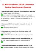 2026 EMT-B Final Exam Review RC Health Services Actual Questions & Answers &lpar;Latest 2026 &sol; 2027 Update&rpar; 100&percnt; Guarantee Pass &lpar;Verified Answers&rpar;
