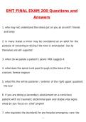 2026 EMT Final Exam 200 Questions Actual Questions & Answers &lpar;Latest 2026 &sol; 2027 Update&rpar; 100&percnt; Guarantee Pass &lpar;Verified Answers&rpar;