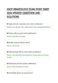 ASCP HEMATOLOGY EXAM STUDY SHEET&NewLine;2026 UPDATED QUESTIONS AND&NewLine;SOLUTIONS