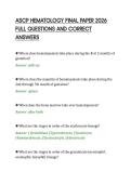 ASCP HEMATOLOGY FINAL PAPER 2026&NewLine;FULL QUESTIONS AND CORRECT&NewLine;ANSWERS&NewLine;