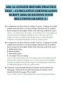 ASE A1 &lpar;ENGINE REPAIR&rpar; PRACTICE&NewLine;TEST &ndash; CUMULATIVE CERTIFICATION&NewLine;SCRIPT 2026 QUESTIONS WITH&NewLine;SOLUTIONS GRADED A&plus;&NewLine;